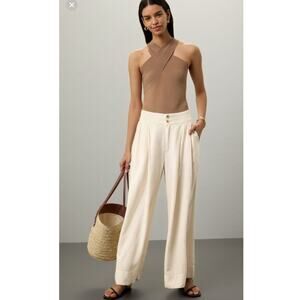 SPLENDID Beige Off-White Pull On Wide-Leg Delancey Trousers Pants Size XS